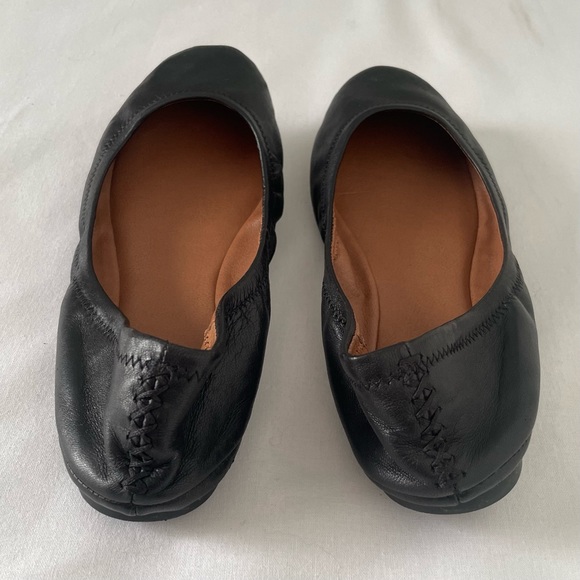Lucky Brand Black Tan Leather Ballet Flats 8.5 M Emmie - Picture 4 of 13